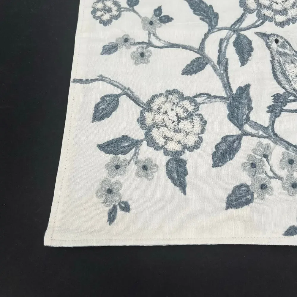 Embroidered floral bird  throw pillow case